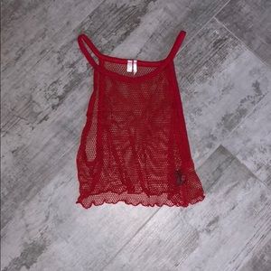 Red mesh tank top